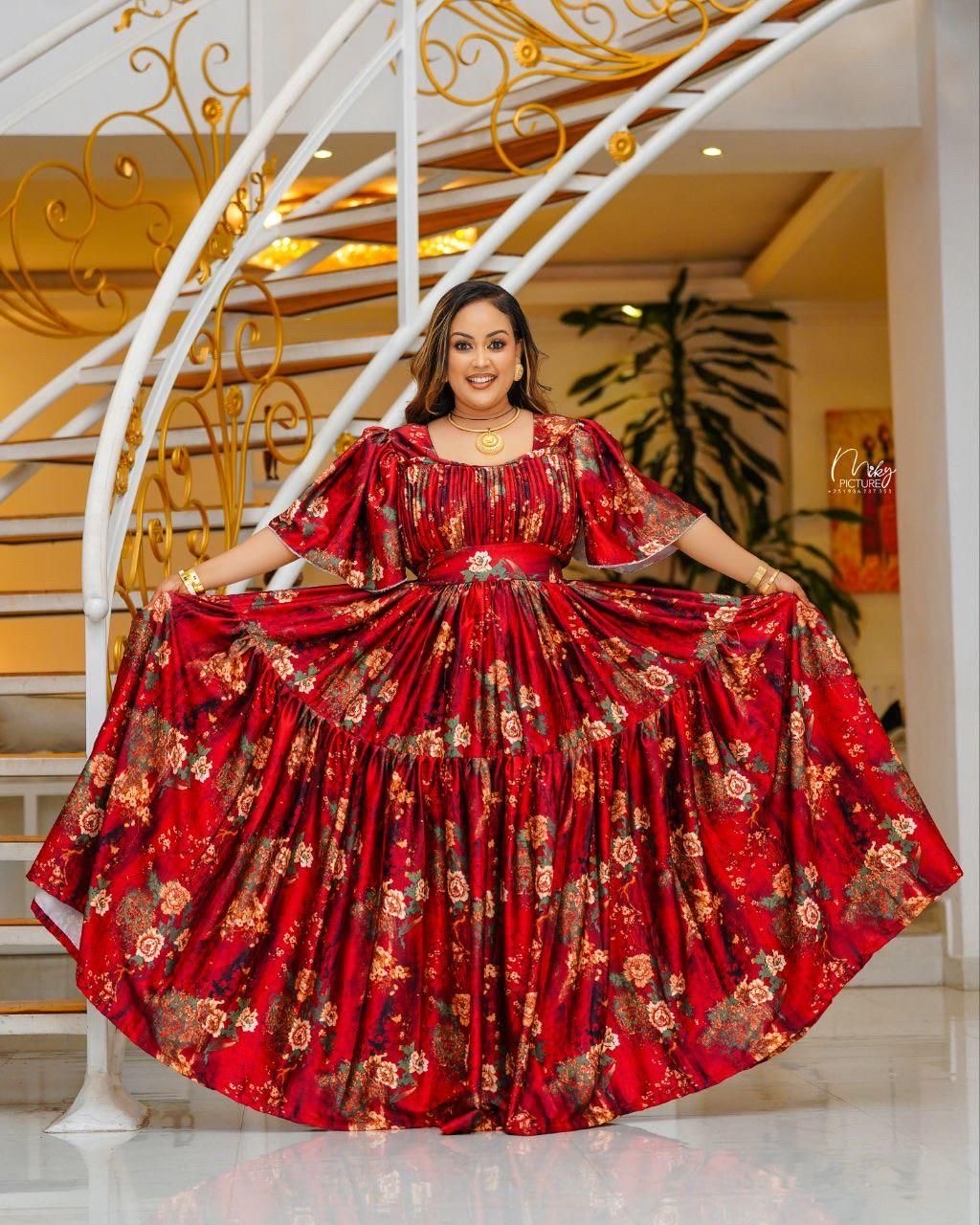 Scarlet Rose Tiered Gown
